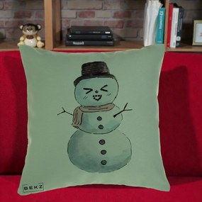 Perna Decorativa Om de Zapada Kawaii Haios, 40x40 cm, Verde, Husa Detasabila, Perna Inclusa, BEKZ®
