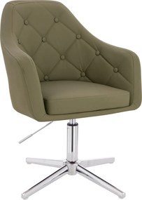 HR831CROSS Scaun Khaki Piele Ecologica Premium Soft cu Bază Cromata