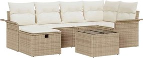 vidaXL Set de canapele pentru grădină cu pernă 7 pcs Rattan poli