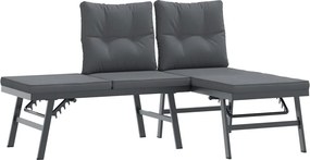 vidaXL Bănci de grădină cu perne 2 buc negru oțel vopsit electrostatic