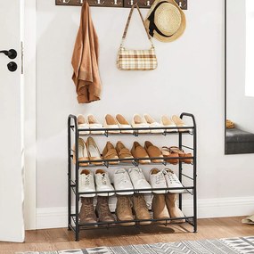 Raft pentru pantofi IRON, 4 rafturi, 68,5x27,5x65 cm, negru SongmicsHome