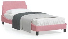 373117 vidaXL Cadru de pat cu tăblie, roz, 90x200 cm, catifea