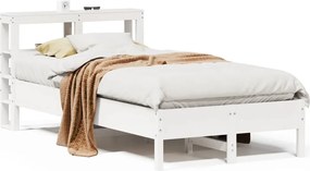 vidaXL Cadru de pat fără saltea, alb, 75x190 cm, lemn masiv de pin