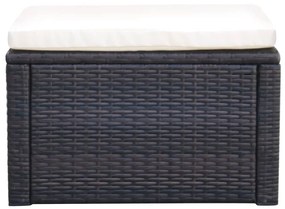 42670 vidaXL Taburet otoman din poliratan, 53 x 53 x 30 cm, negru