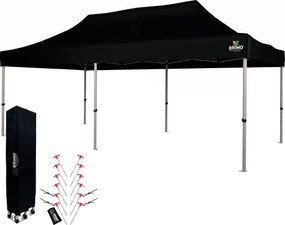 Cort tip foarfecă 3x6 m ALU fără pereți - Cadru din aluminiu, Impermeabil - fără pereți - Negru