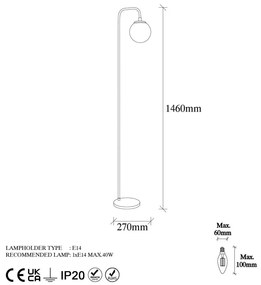 Lampadar cu abajur din sticlă (înălțime 27 cm) Viran – Opviq lights