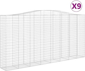 vidaXL Coșuri gabion arcuite, 9 buc 400x50x200/220 cm, fier galvanizat