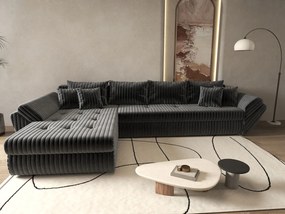 Colțar extensibil dumonde cu ladă de depozitare si sezut confortabil din spuma high-density, Loana XL Ambience Gri 335x185 cm