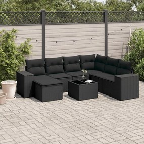 3255242 vidaXL Set mobilier de grădină cu perne, 8 piese, negru, poliratan