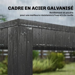 Outsunny Set Mobilier de Grădină 7 Piese Masă Aspect Lemn 6 Scaune Suprapuse din Textilenă 140x80x72cm Gri | Aosom Romania