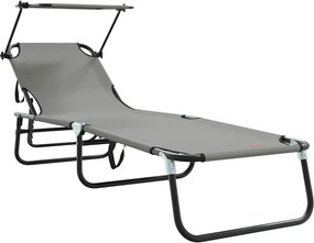 vidaXL Șezlong pliabil Gri 190 x 57 x 81 cm oxford