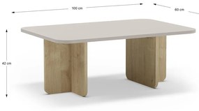 Măsuță de cafea crem/în culoare naturală cu aspect de lemn de stejar 56x100 cm Hillary – Marckeric
