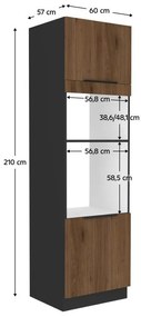 Dulap înalt pentru cuptor încorporat și cuptor cu microunde Monzesa 60 DPM 210 2F (nuc okapi + negru . 1096973