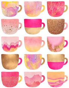 Ilustrație Pretty Pink Coffee Cups, Elisabeth Fredriksson