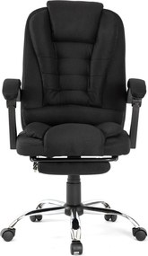 Scaun directorial, Masaj în perna lombară, Suport picioare, Rabatabil, textil, Negru