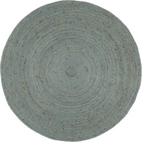 vidaXL Covor lucrat manual, verde măsliniu, 240 cm, iută, rotund
