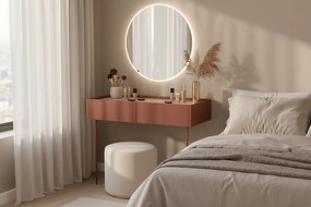 Masa de toaletă cu sertare și picioare metalice Desin 100 cm - verde măsliniu / stejar nagano - ceramic red / stejar nagano