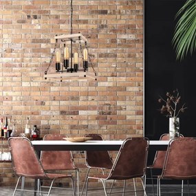 Lustră pe lanț JASPER 4xE27/60W/230V fag/bej