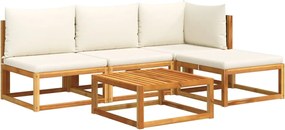 vidaXL Set canapele de grădină cu 5 piese și perne din lemn de salcâm și ratan