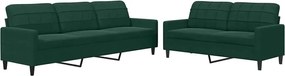 vidaXL Set de canapele cu perne, 2 piese, verde închis, catifea