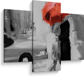 Tablou - Cuplu în dragoste sub o umbrelă, roșu (90x60 cm)