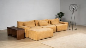 VELORA – Canapea Modulară din Chenille Premium, din spumă de înaltă densitate, L-Shape, 3 perne, Ultra Confort & Design Reconfigurabil, Galben