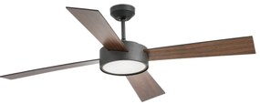 Lustra LED cu Ventilator si telecomanda design modern HYDRA negru / lemn nuc