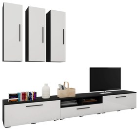 Living haaus V7, Negru/Alb Lucios, MDF, L 285 cm