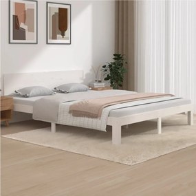 810506 vidaXL Cadru de pat, alb, 160x200 cm, lemn masiv de pin