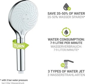 Cap de duș argintiu lucios din plastic ø 12 cm Water Saving – Wenko