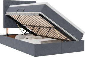 vidaXL Pat cu saltea și LED cu saltea Gri închis 120 x 200 cm Catifea