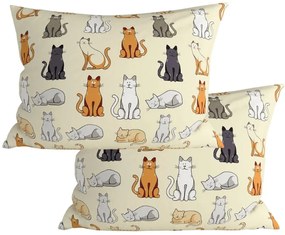 Set 2 bucati fete de perna decorative COLORED CATS BLEND 70x90 cm, crem