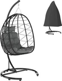 Outsunny Fotoliu suspendat Outdoor Fotoliu suspendat Egg Chair, rezistent la intemperii, incl. perne, 102 cm x 102 cm x 195 cm, Gri închis | Aosom Romania