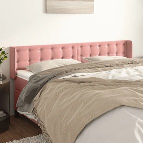 3119261 vidaXL Tăblie de pat cu aripioare roz 163x16x78/88 cm catifea