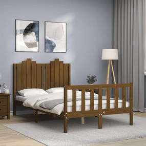 3192294 vidaXL Cadru de pat cu tăblie, maro miere, 120x200 cm, lemn masiv