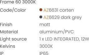 Stalp exterior IP65 FRAME 60cm 3000K gri inchis