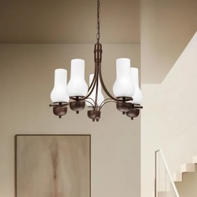 Brilagi - COTTAGE LED lustr 5xE14/40W/230V, stejar/alb, pe lanț