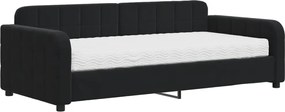 vidaXL Pat de zi cu saltea, negru, 90x190 cm, catifea