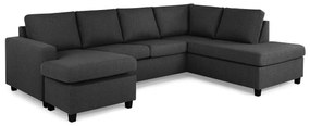 Colțar Scandinavian Choice C171Negru, Gri, 283x199x80cm, Picioare: Plastic