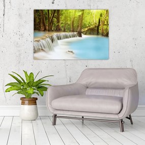 Tablou cu cascada Huai Mae Kamin în pădure (90x60 cm)