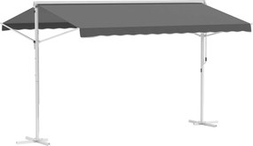 Outsunny Markiză independentă, reglabilă în înclinare, manivelă manuală, cadru metalic, rezistentă la intemperii, 4x3 m, Gri | Aosom Romania