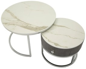 Mauro Ferretti Set De 2 Masute De Cafea Grays  Cm Ø 70X45-50X38 | Aosom Romania