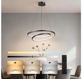 Brilagi-LED Lustru dimabil suspendat pe cablu TWISTER, LED/48W/230V, Ø 50 cm, negru + telecomandă