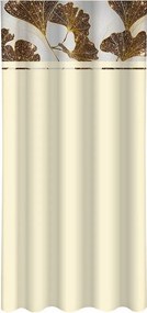 Draperie clasică crem cu imprimeu de frunze de gingko aurii Lățime: 160 cm | Lungime: 270 cm