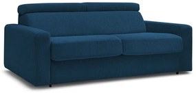 Canapea albastru-închis extensibilă cu tapițerie din catifea reiată 195 cm Monaco – Bobochic Paris