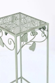 Set 3 masute suport flori din metal, Harriet Verde Mint, L28xl28xH70 cm / L23xl23xH60 cm / L18xl18xH50 cm