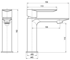 RAV Slezák NL126.0 - Baterie pentru lavoar NIL, 16,2 cm, crom lucios