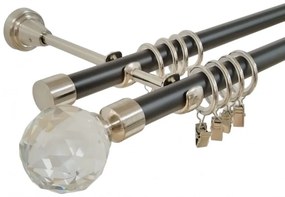 Galerie dubla duo - KULA CRISTAL 19/19 - negru lucios + INOX (Alege marime: 320 cm)