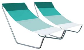 Set de 2 sezlonguri de plaja pliabile  SAND, dungi verzi