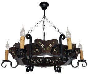 Candelabru fabricat manual din lemn pictat Queen 6L